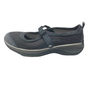 Skechers Relaxed Fit Memory Foam Womens Sz 10 Black Adjus Mary Jane Flats Blue